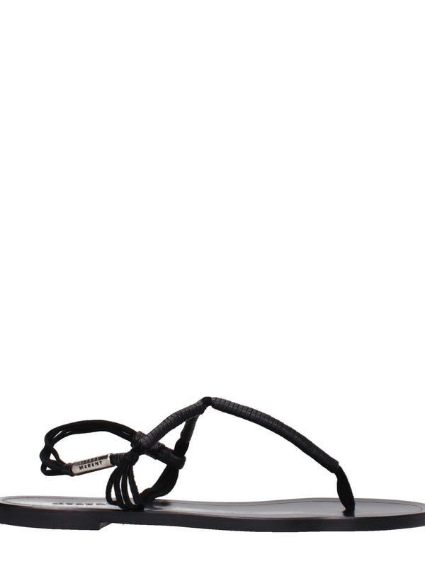Isabel Marant Flat Leather Sandals in Black
