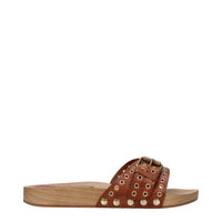 Isabel Marant Leather Mule Slippers in Cognac