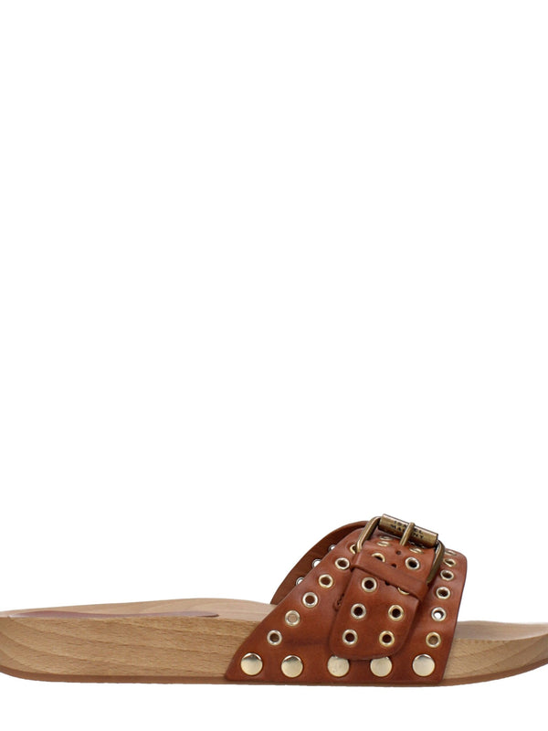 Isabel Marant Leather Mule Slippers in Cognac