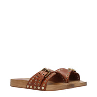 Isabel Marant Leather Mule Slippers in Cognac