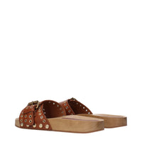 Isabel Marant Leather Mule Slippers in Cognac