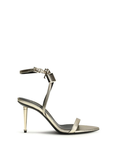 Tom Ford Padlock Stiletto Sandal — Gold Calfskin