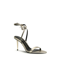 Tom Ford Padlock Stiletto Sandal — Gold Calfskin
