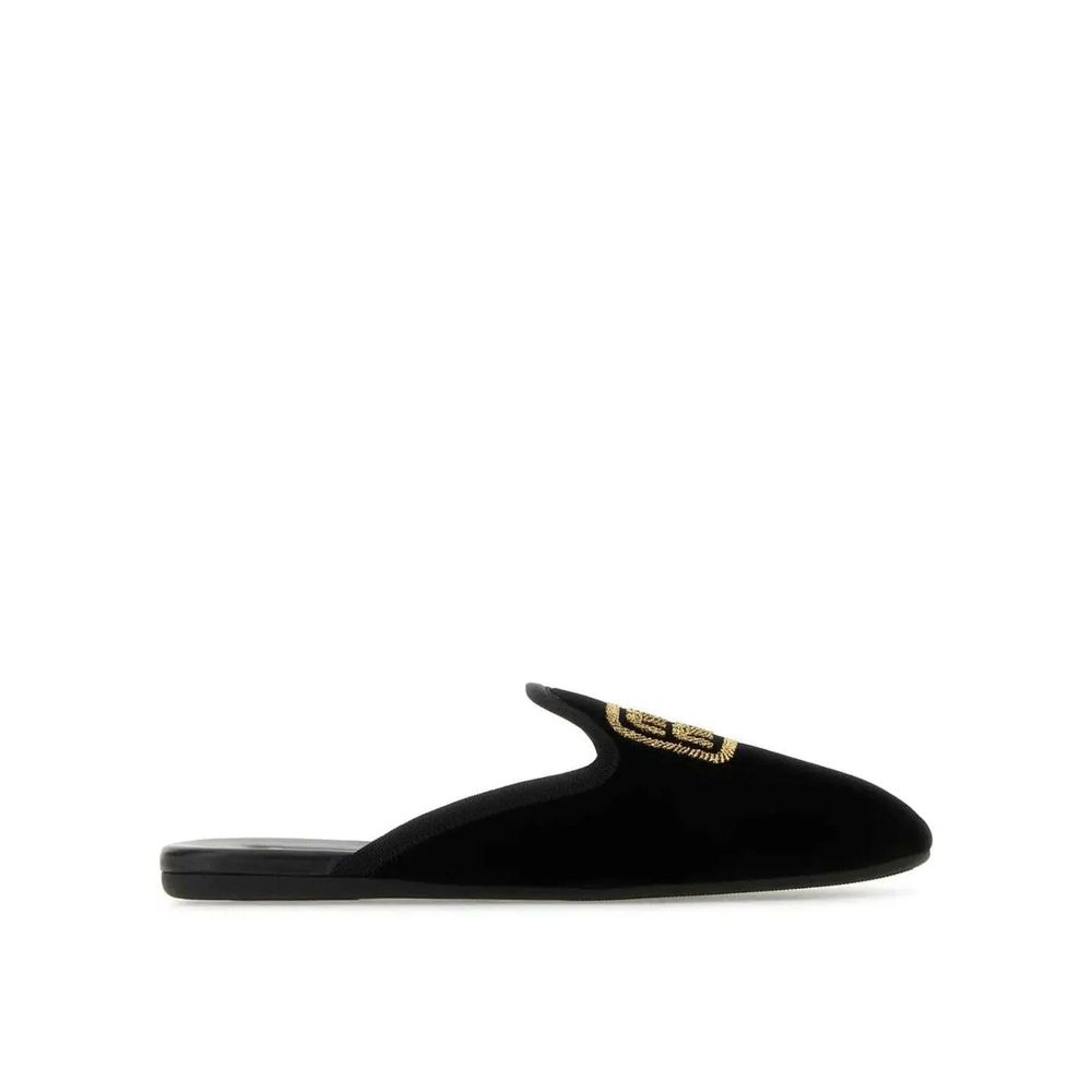 Miu Miu Velvet Effect Leather Logo Mules
