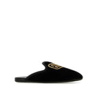 Miu Miu Velvet Effect Leather Logo Mules