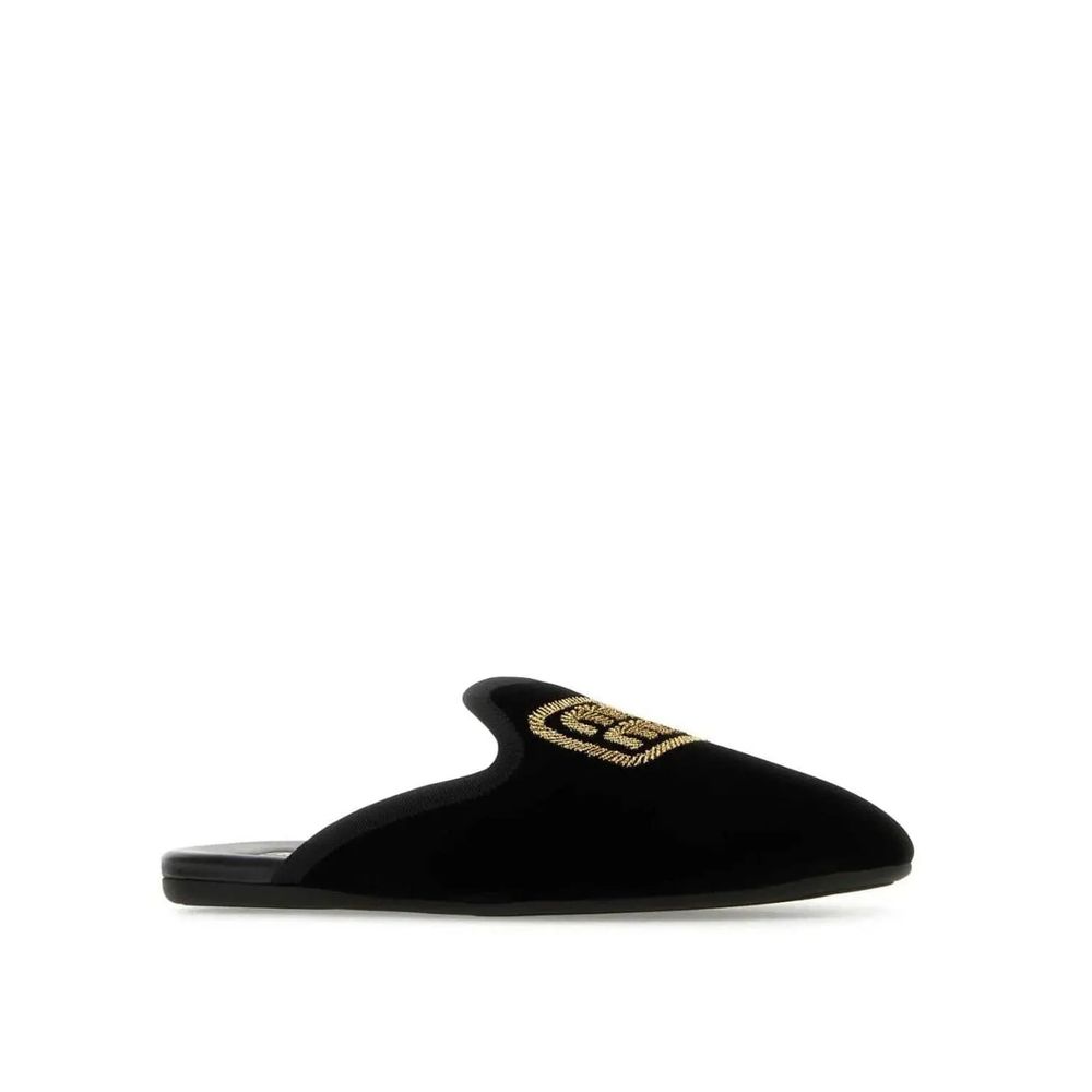 Miu Miu Velvet Effect Leather Logo Mules