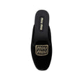 Miu Miu Velvet Effect Leather Logo Mules