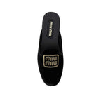 Miu Miu Velvet Effect Leather Logo Mules