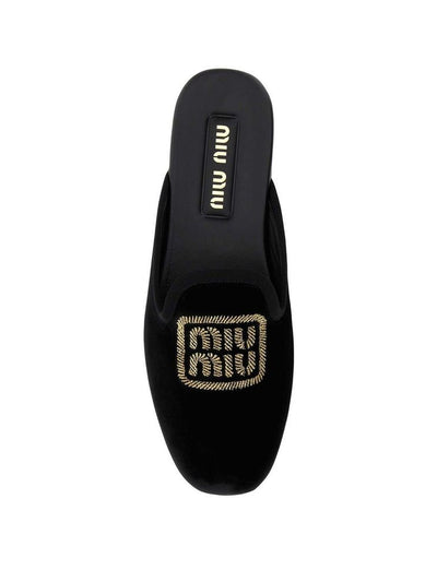Miu Miu Black Calfskin Mules