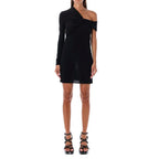Saint Laurent Asymmetric Off-Shoulder Twist Dress