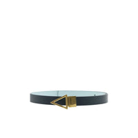Bottega Veneta Leather Pin-Buckle Belt — Blue