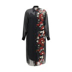 KHAITE Silk Floral Panel Shirt Dress