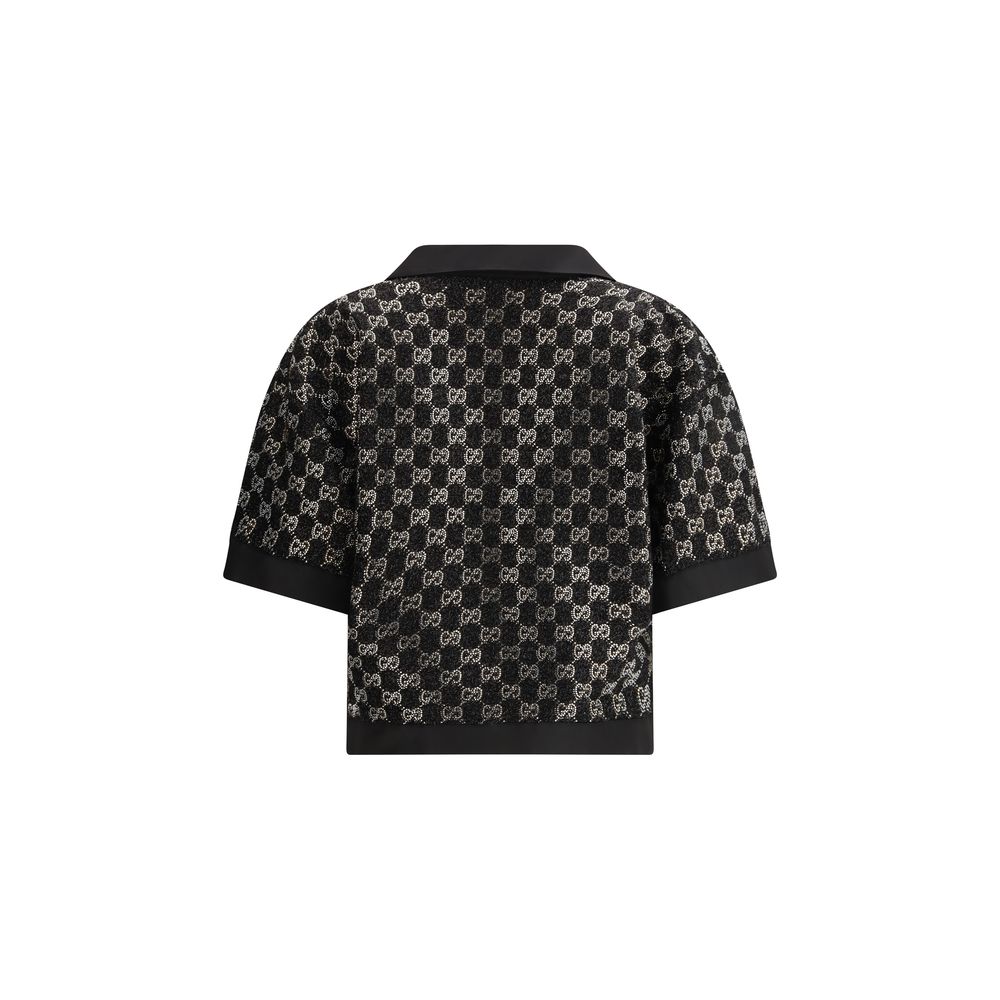 Gucci GG Crystal Wool Lamé Tweed Top