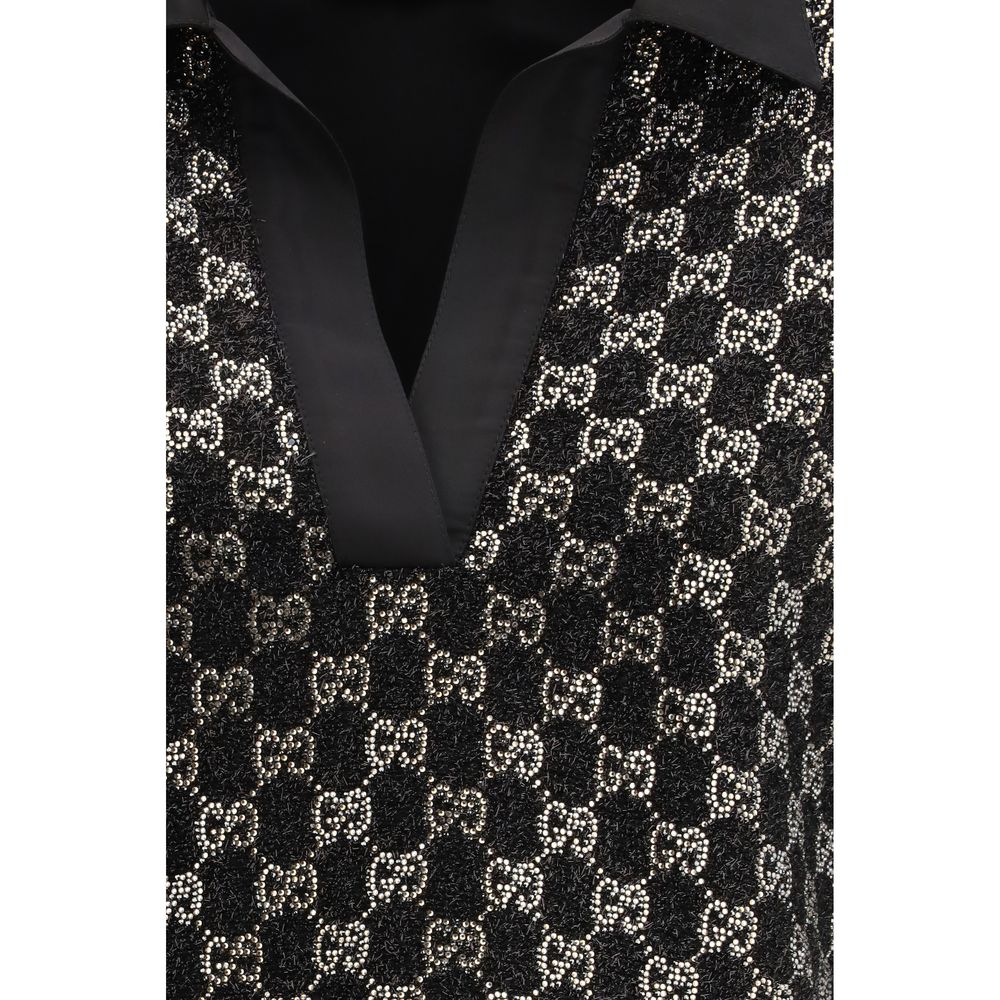 Gucci GG Crystal Wool Lamé Tweed Top