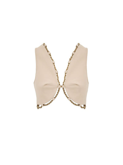 Cult Gaia Beige Cotton Waistcoat