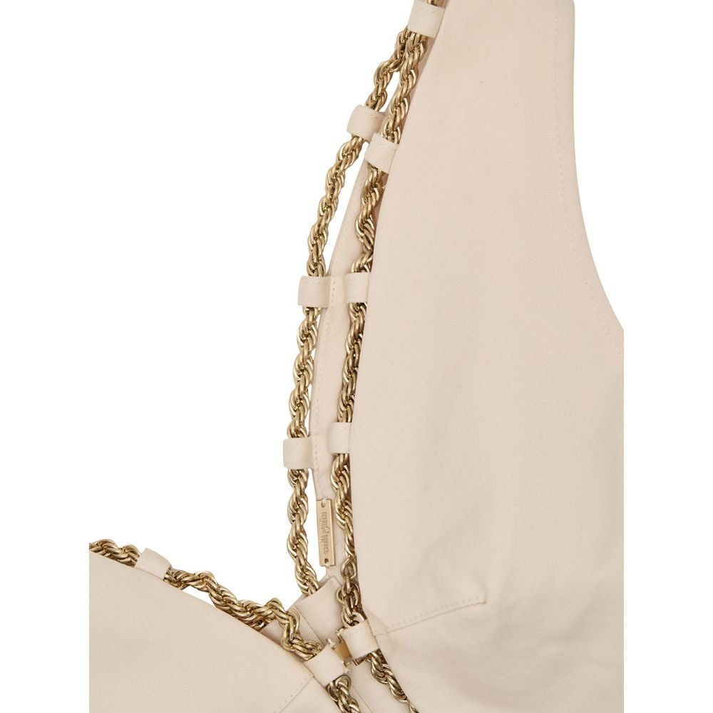 Cult Gaia Gold Chain Edge Cotton Vest in Cipria