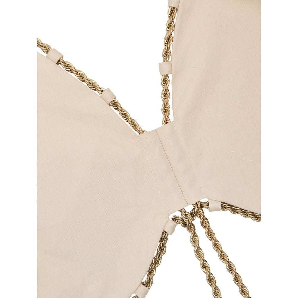 Cult Gaia Gold Chain Edge Cotton Vest in Cipria