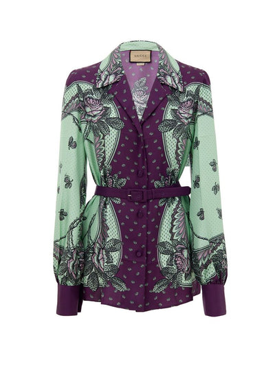 Gucci Green Silk Pattern Shirt