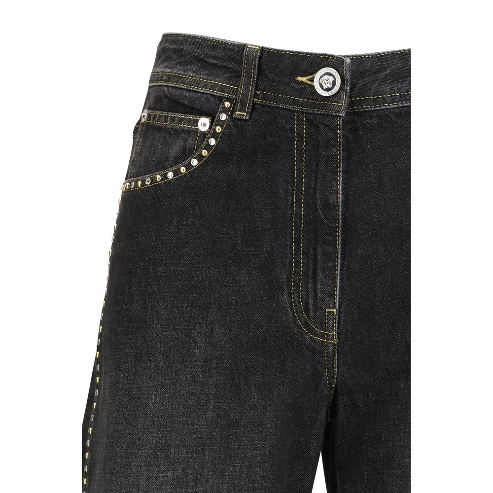 Versace Studded Straight-Leg Denim Jeans