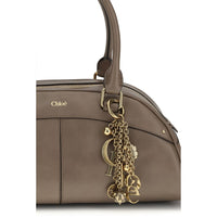 Chloé Gray Calf Leather Bowling Handbag