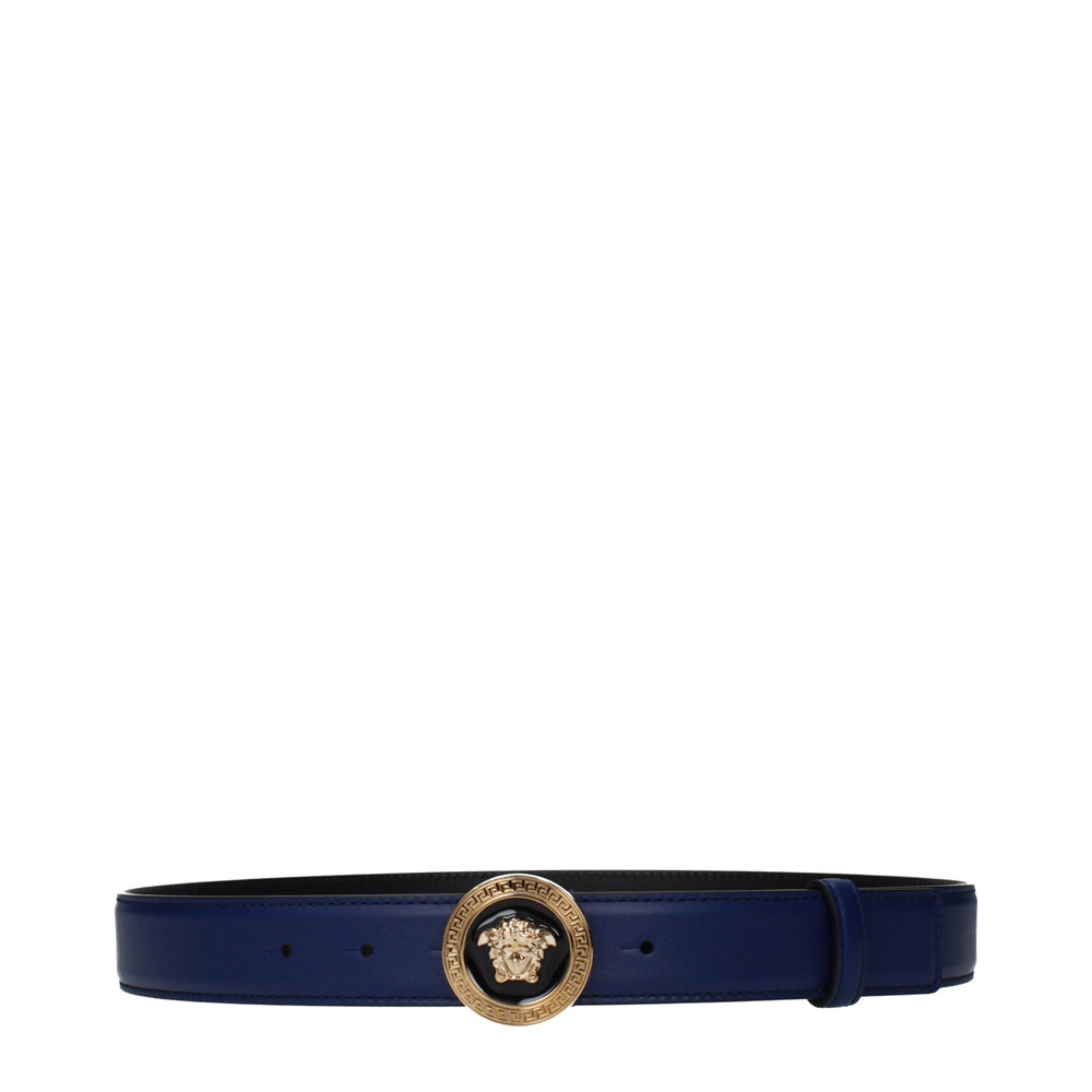 Versace Medusa Leather Belt — Blue