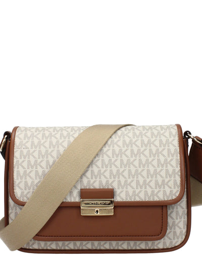 Michael Kors Logo Fabric Crossbody Bag — Beige