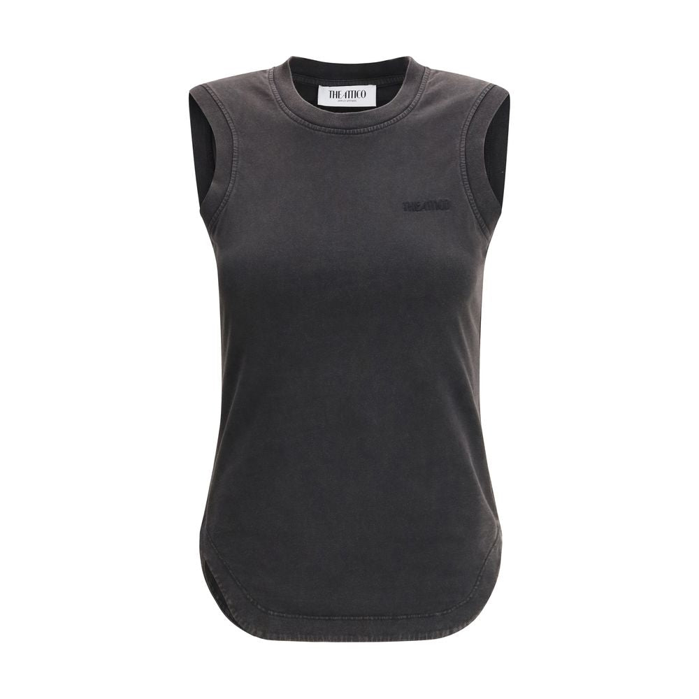 The Attico Reese Logo Embroidered Cotton Tank Top