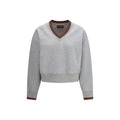 Gucci Web Trim Cotton Jersey Sweatshirt in Light Gray