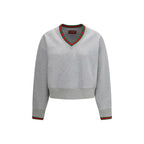 Gucci Web Trim Cotton Jersey Sweatshirt in Light Gray
