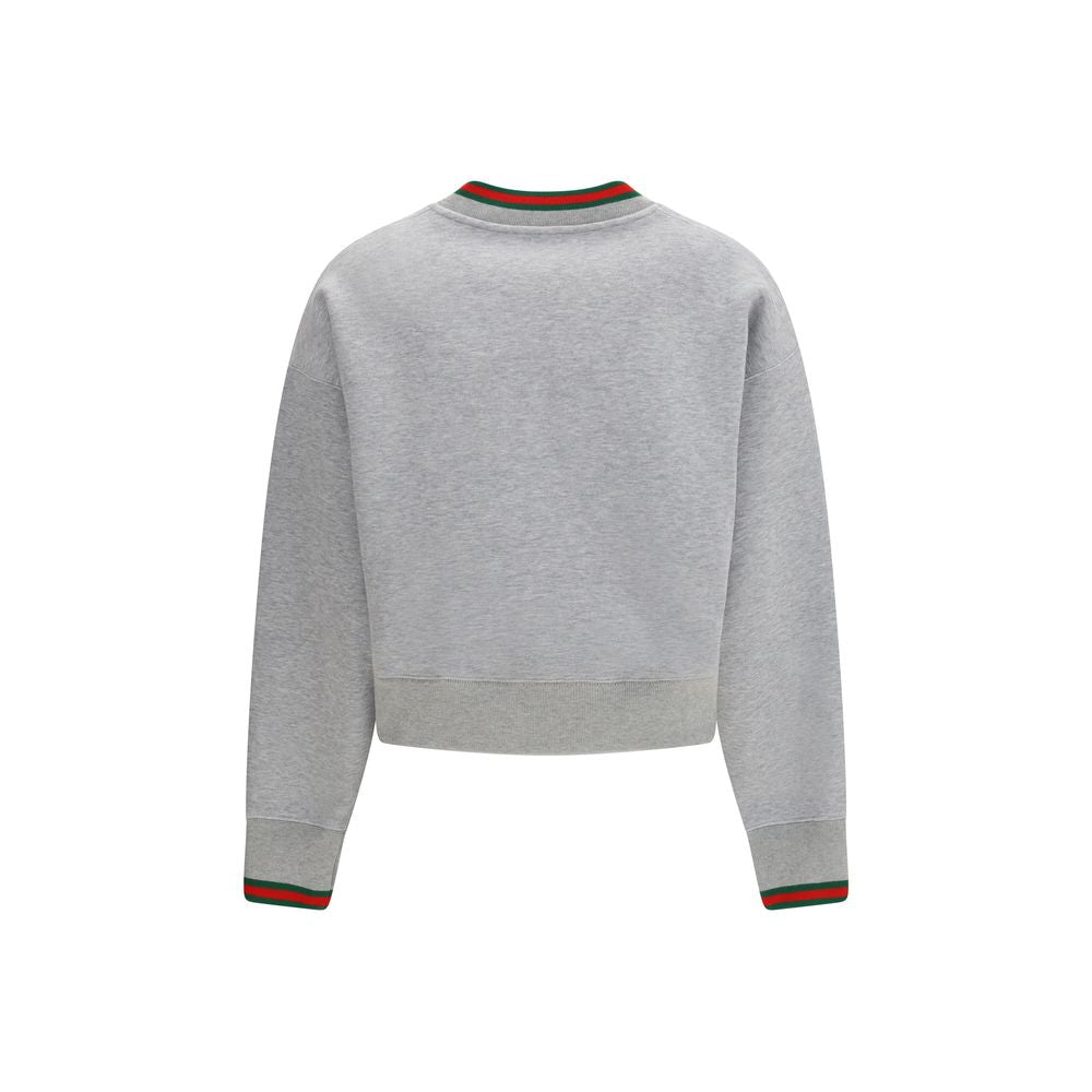 Gucci Web Trim Cotton Jersey Sweatshirt in Light Gray