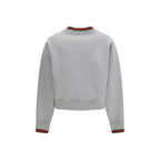 Gucci Web Trim Cotton Jersey Sweatshirt in Light Gray