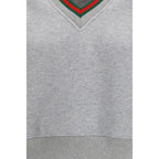 Gucci Web Trim Cotton Jersey Sweatshirt in Light Gray