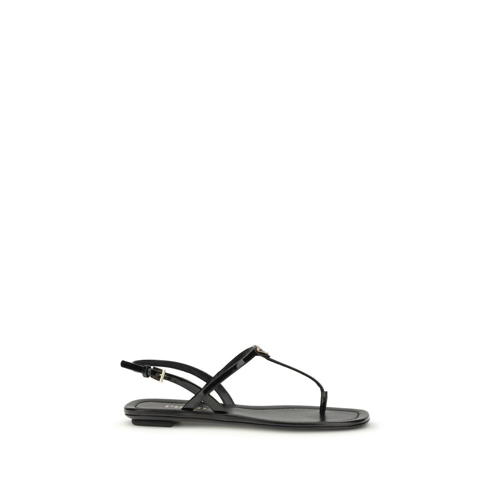 Prada Patent Leather Logo Flip-Flop Sandals