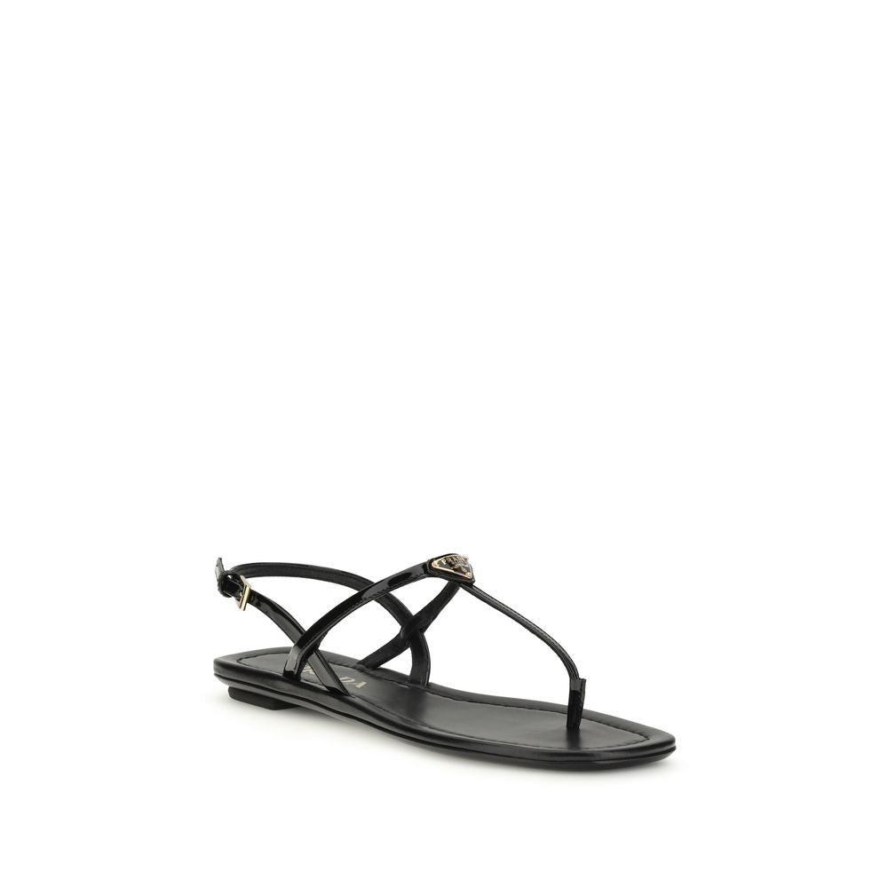 Prada Patent Leather Logo Flip-Flop Sandals