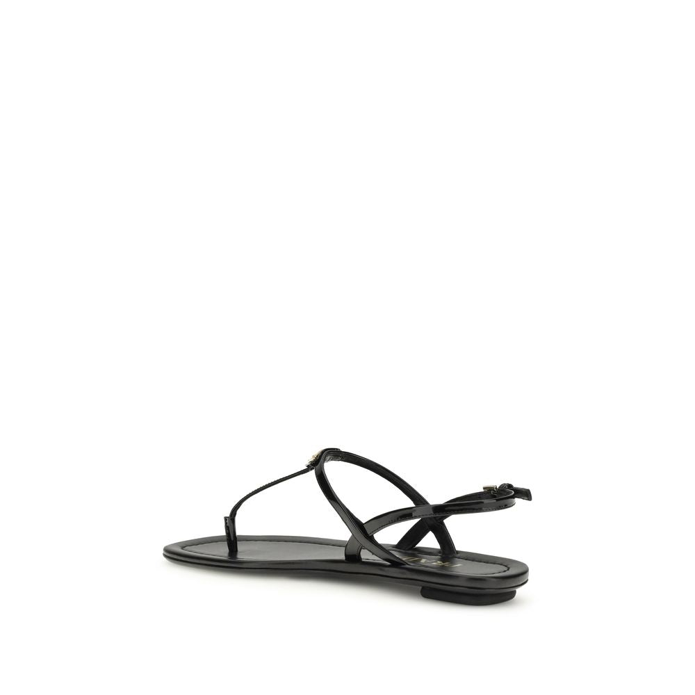Prada Patent Leather Logo Flip-Flop Sandals