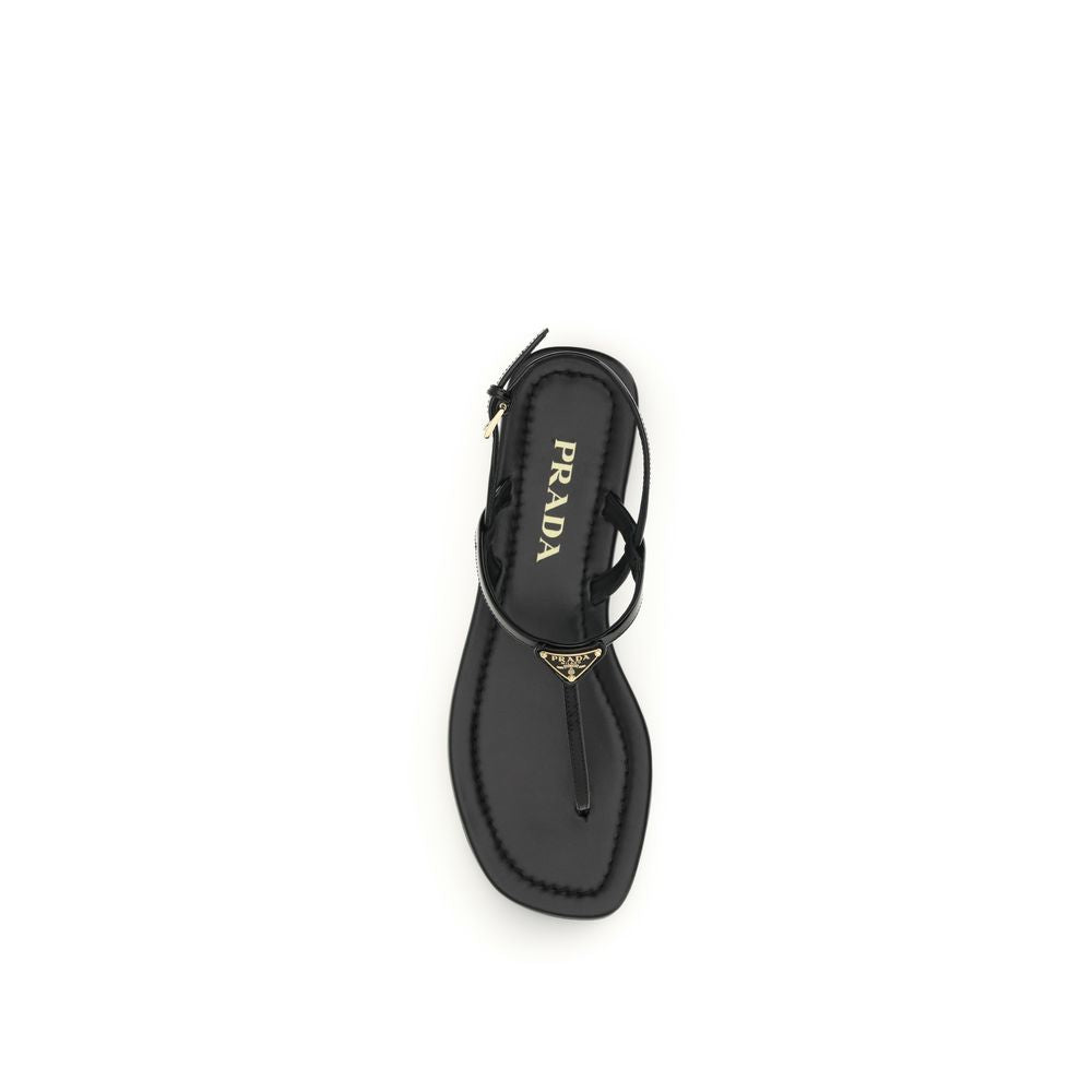Prada Patent Leather Logo Flip-Flop Sandals