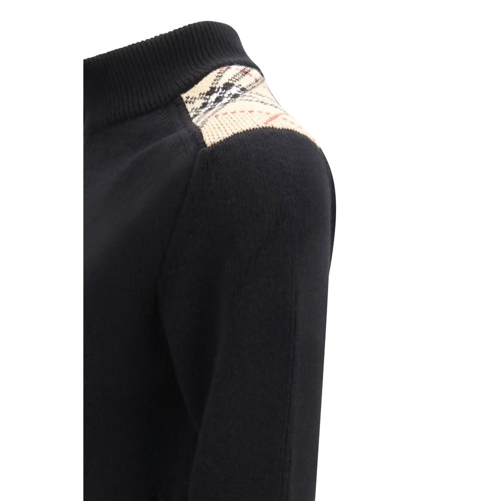 Burberry Check Appliqué Cashmere Wool Cardigan