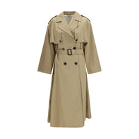 Max Mara Weekend Double-Breasted Cotton Trench Coat — Beige