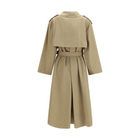 Max Mara Weekend Double-Breasted Cotton Trench Coat — Beige