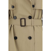 Max Mara Weekend Double-Breasted Cotton Trench Coat — Beige