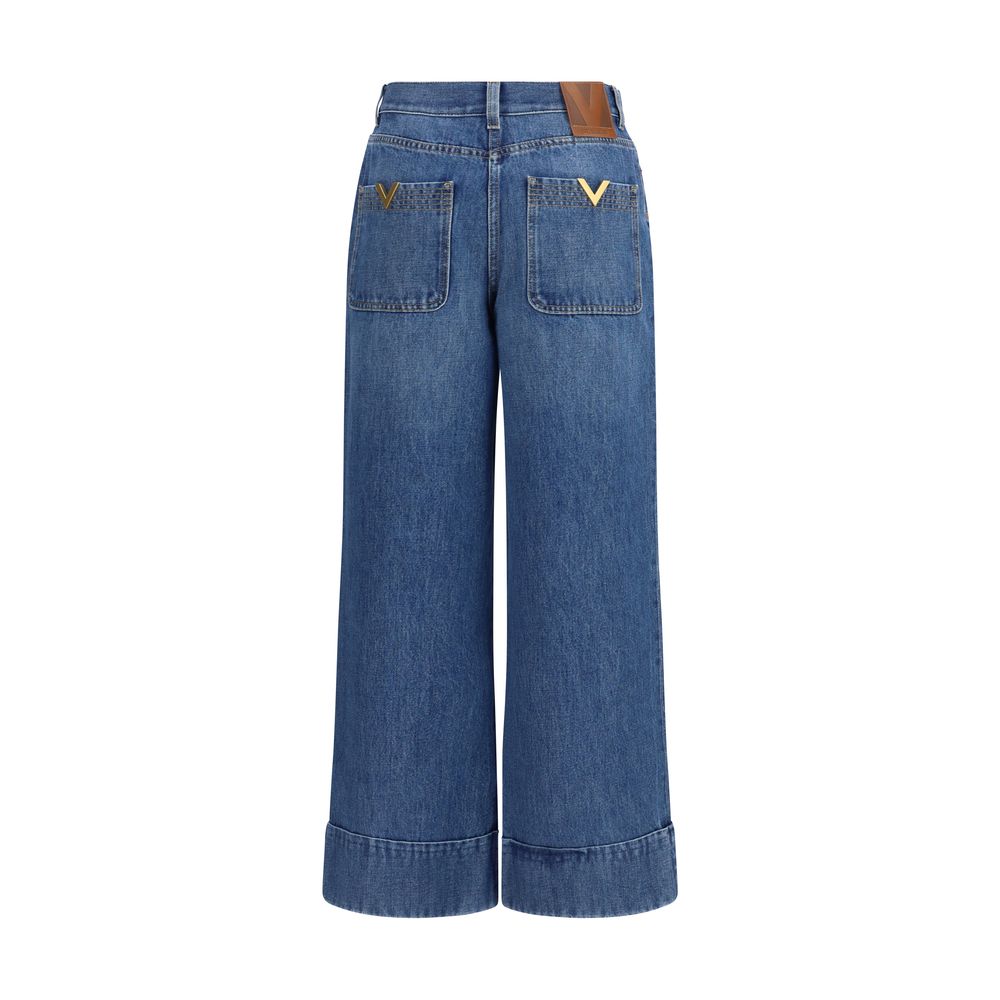 Valentino Vintage-Effect Turn-Up Denim Jeans