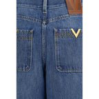 Valentino Vintage-Effect Turn-Up Denim Jeans