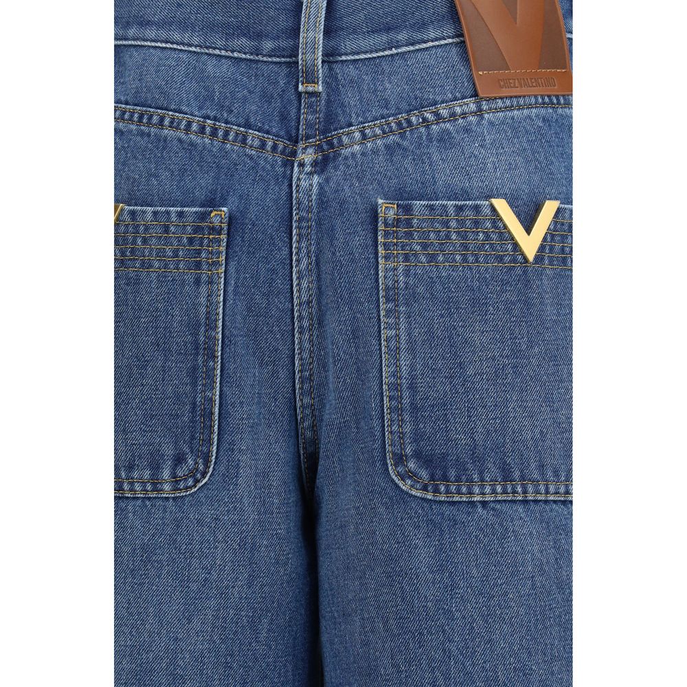 Valentino Vintage-Effect Turn-Up Denim Jeans