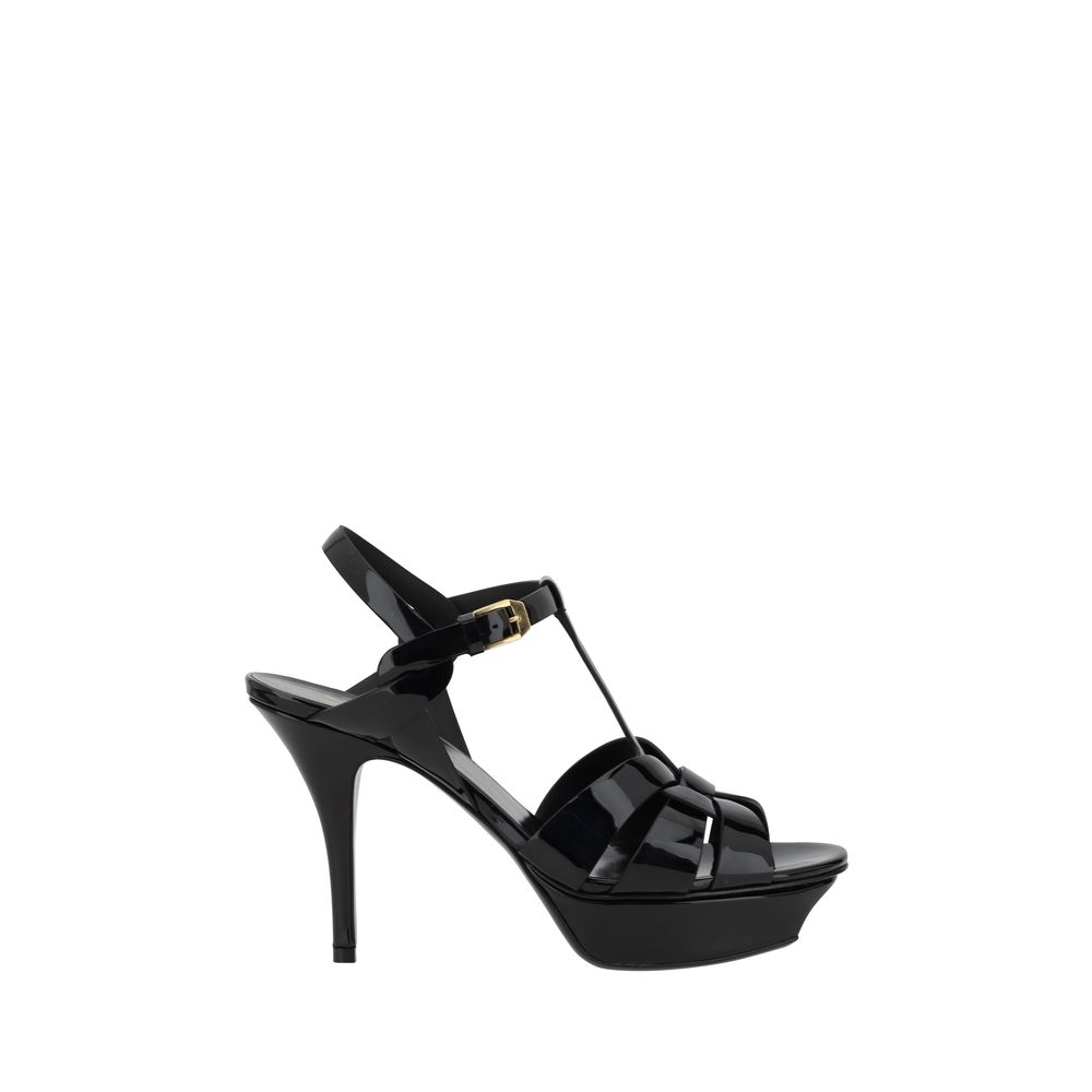 Saint Laurent Tribute Patent Leather Sandal — Black