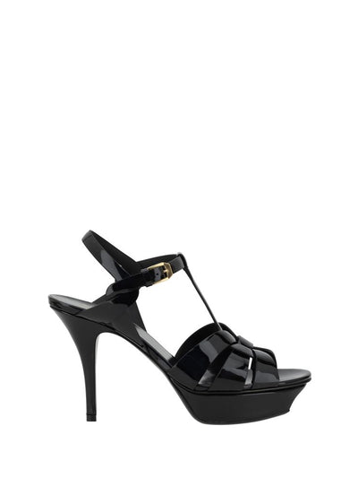 Saint Laurent Tribute Patent Leather Sandal — Black