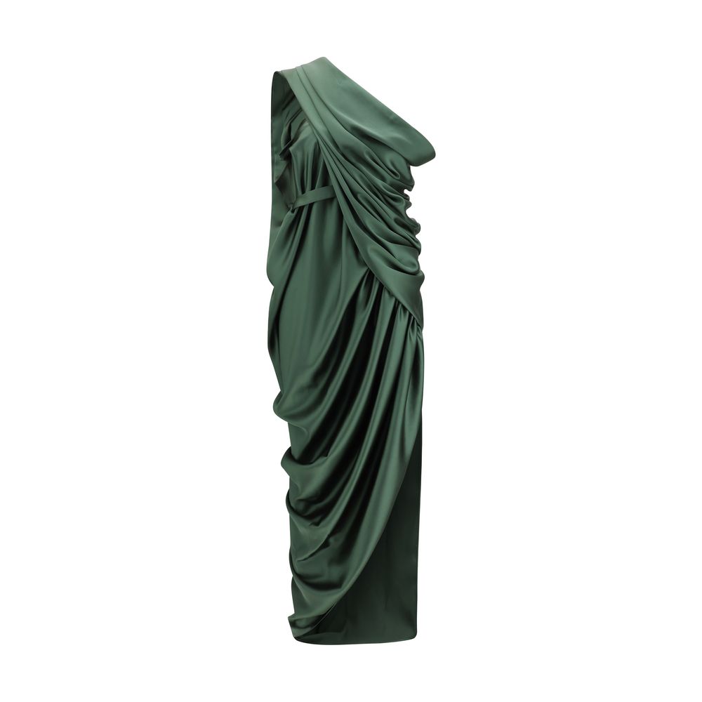 Vivienne Westwood Draped Satin Midi Dress — Green