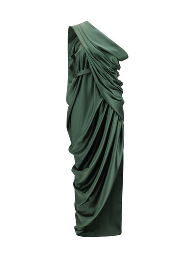 Vivienne Westwood Draped Satin Midi Dress — Green