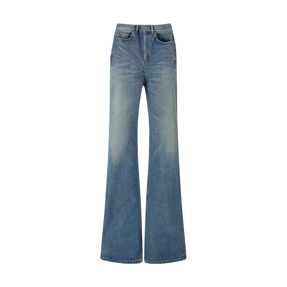 Saint Laurent Flared Logo Denim Jeans