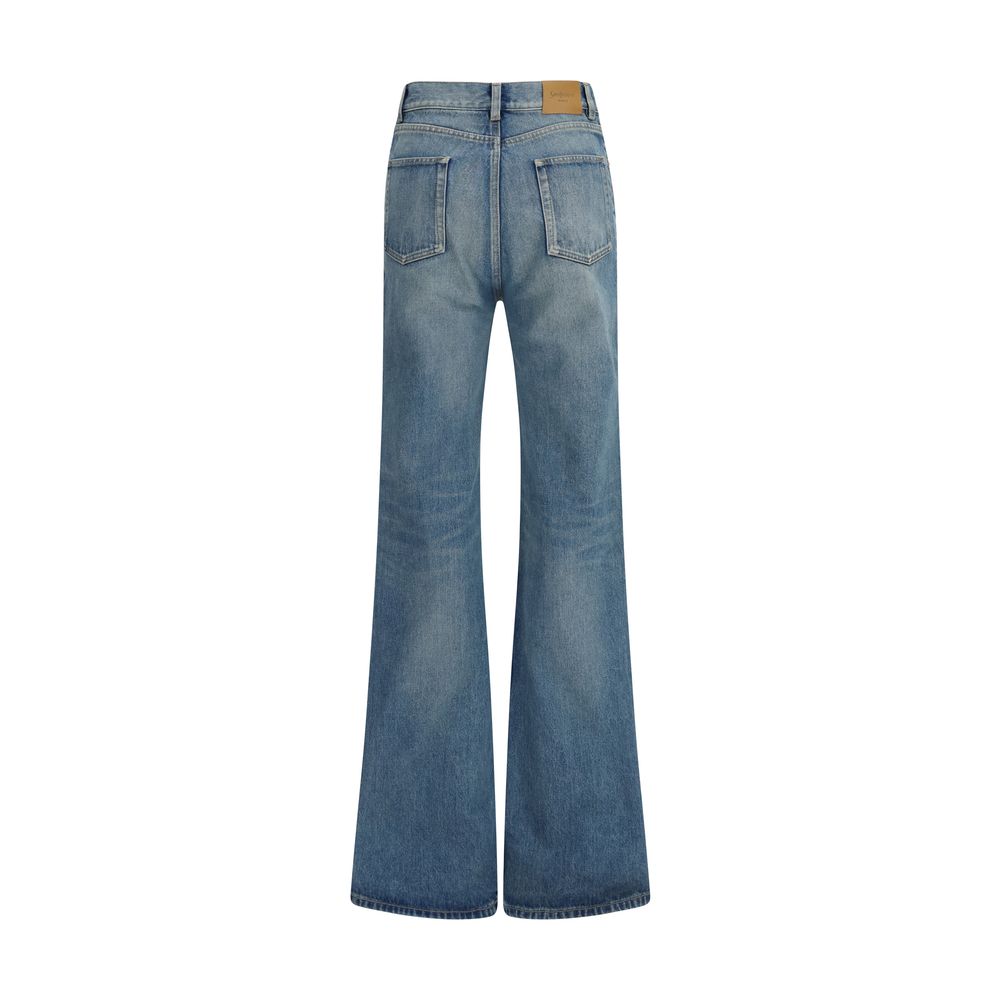 Saint Laurent Flared Logo Denim Jeans