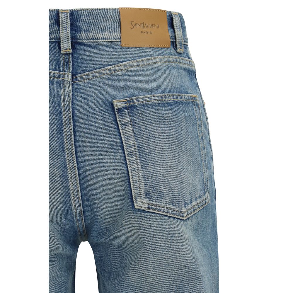 Saint Laurent Flared Logo Denim Jeans